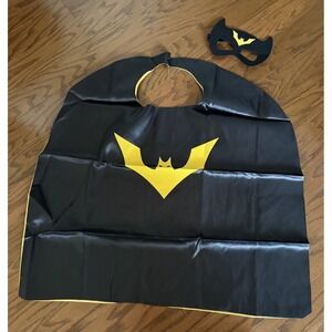Bat Boy Cape & Mask Kids Costume Super Hero Batman Black Yellow NEW!